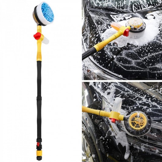 Perie 360 grade spalare auto cu recipient detergent, conector la furtun de gradina