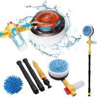 Perie 360 grade spalare auto cu recipient detergent, conector la furtun de gradina