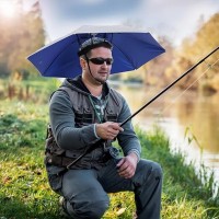 Umbrela de Cap, Diametru 69 cm, Banda Elastica de Cap, Protectie UV/Ploaie, Albastru