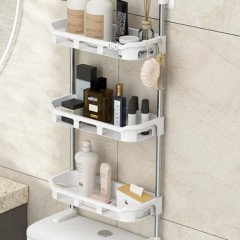 Raft baie multifunctional cu 3 polite, fixare fara gauri, 84 x 30 cm