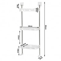 Raft baie multifunctional cu 3 polite, fixare fara gauri, 84 x 30 cm