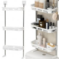 Raft baie multifunctional cu 3 polite, fixare fara gauri, 84 x 30 cm