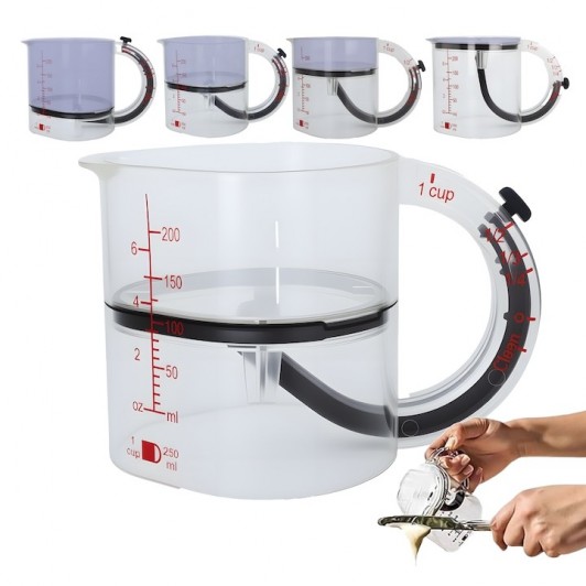 Cana gradata reglabila, cu Maner, 250 ml, Transparent