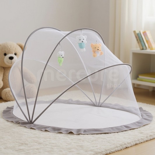 Husa Anti-Tantari Gri, Pliabila, Protectie 360 Grade, 60 x 55 x 5 cm, 0-1 An