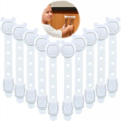 Set 10 sigurante universale, protectie copii pentru usi dulap si sertare, cu adeziv