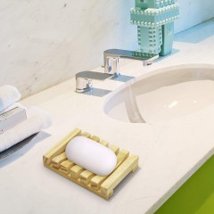 Savoniera din bambus, scurgere apa, 11.5 x 8 cm, Lemn Natur