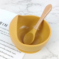 Set 2 piese diversificare bebelusi si copii din silicon, bol cu ventuza, lingurita din lemn si silic