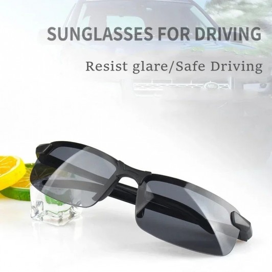 Ochelari de soare polarizati cu ajustare automata, pentru condus, ciclism, 400 UV, lentila neagra