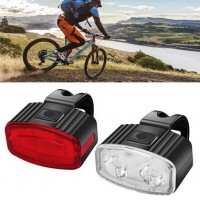 Set far si stop spate, LED pentru bicicleta, trotineta, reincarcabil USB, 4 moduri lumina, alb rosu