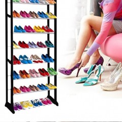 Pantofar cu 10 niveluri, capacitate 30 perechi, reglabil, negru