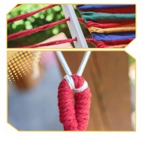 Hamac cu bara de lemn, din bumbac, dimensiuni 200 x 150 cm, greutate maxima 150 kg