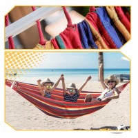 Hamac cu bara de lemn, din bumbac, dimensiuni 200 x 150 cm, greutate maxima 150 kg