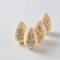 Joc educativ set de pictat oua de Paste din lemn, culori bio pe baza de apa si pensula