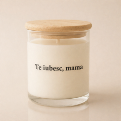 Lumanare handmade mesaj pentru Mama, din ceara ecologica premium, cu capac