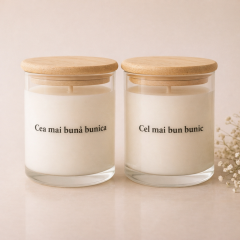 Set 2 lumanari handmade mesaj pentru Bunic si Bunica, din ceara ecologica premium, cu parfum