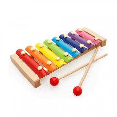 Instrument muzical xilofon, din lemn, 8 note muzicale, 2 bete de percutie, +4 ani