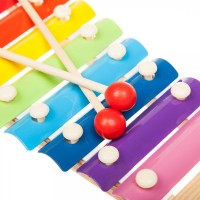 Instrument muzical xilofon, din lemn, 8 note muzicale, 2 bete de percutie, +4 ani