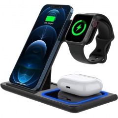 Statie de Incarcare Wireless 3 in 1, Fast Charge 15 W