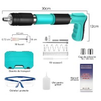 Pistol manual pentru cuie de beton cu 100 cuie rotunde, 7.3 mm