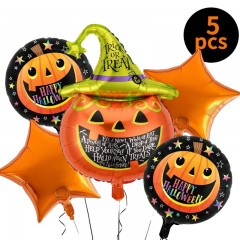 Set 5 Baloane din Folie Metalizata, Flippy, Figurine, Tema Halloween