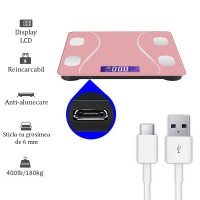 Cantar inteligent, dimensiuni 26 x 26 cm, sticla securizata, bluetooth