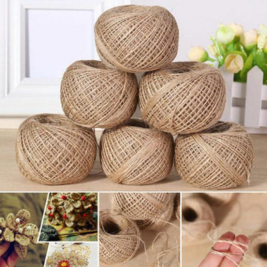 Set de 10 bucati ghem sfoara iuta premium, naturala 100 g, pentru decoratiuni, mobilier, ornamente