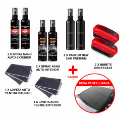 SET 2 x NANO Interior/Exterior + 2 x PARFUM New Car + 2 x LAVETE Microfibra + 2 x DEGRESANT + Cadou