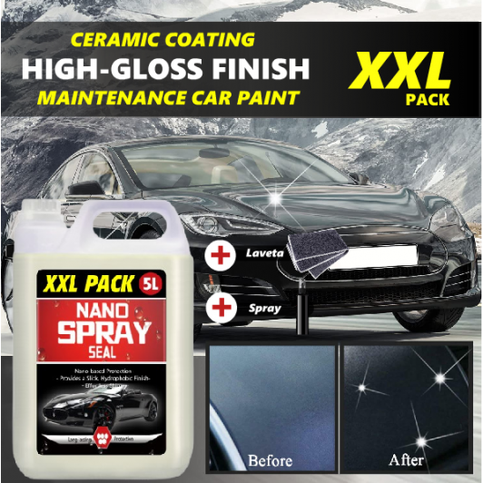 Pack 5L Spray Nano pentru masina cu acoperire rapida, calitate premium + spray + laveta de aplicare