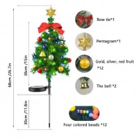 Lampa solara LED de Craciun, brad impodobit, dimensiune 68 cm