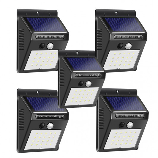 Set 5 x Lampa solara de perete cu senzor miscare 30 LED Set 5 x Lampa solara de perete cu senzor miscare 30 LED