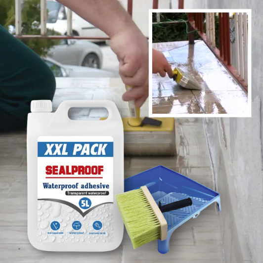 Solutie etansare XXL 5 kg + Tavita si bidinea, ideale in impermeabilizarea terasei, pavajului Solutie etansare XXL 5 kg + Tavita si bidinea, ideale in impermeabilizarea terasei, pavajului
