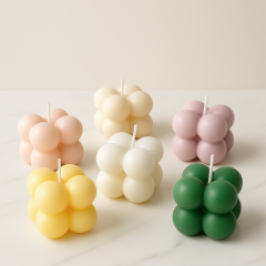 Set 20 Lumanari Sculpturale Bubble Luxe Pastel - Handmade din Ceara Naturala cu Arome Franceze Fine