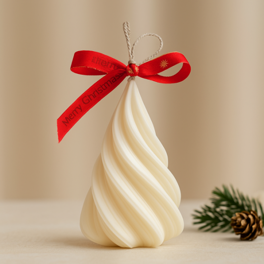 Lumanare Sculpturala Eclat de Noel - Eleganta Handmade din Ceara Naturala, Cadou Premium de Craciun