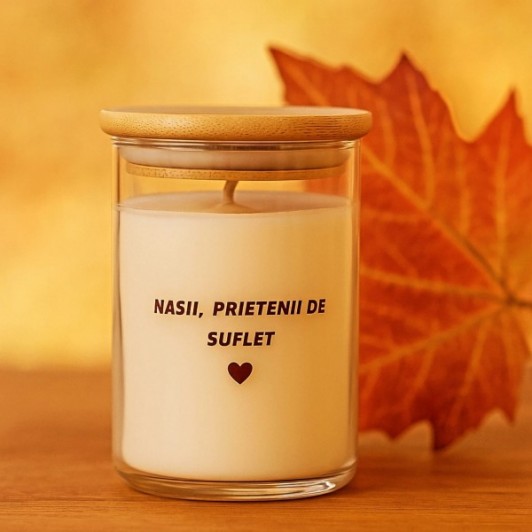 Lumanare Premium Nasii, Prietenii de Suflet - Trandafir de Damasc, Handmade cu Ceara Naturala