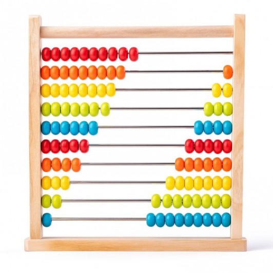 Numaratoare din Lemn, Vopsea Ecologica, 10 Siruri x 10 Margele, 4-6 Ani, 24.5 x 20.5 cm, Multicolor