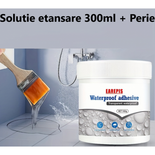 Solutie etansare 300 ml + Perie aplicare, ideale in sigilarea acoperisurilor, tevilor, peretilor etc Solutie etansare 300 ml + Perie aplicare, ideale in sigilarea acoperisurilor, tevilor, peretilor etc