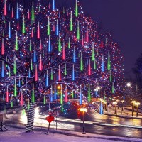 Instalatie 8 turturi meteori, 288 LED multicolor, tuburi 45 cm