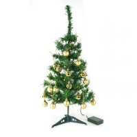 Brad Artificial Impodobit, 60 cm, suport + instalatie 20 leduri alb cald + 20 globuri aurii