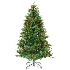 Brad Artificial de Craciun Bogat, 1.80 m inaltime, 774 ramuri, Premium, Verde + 56 conuri de pin