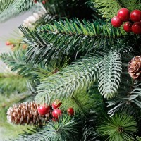 Brad Artificial de Craciun Bogat, 1.80 m inaltime, 774 ramuri, Premium, Verde + 56 conuri de pin Brad Artificial de Craciun Bogat, 1.80 m inaltime, 774 ramuri, Premium, Verde + 56 conuri de pin