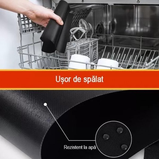 Set 4 x Folii Antiaderente din Teflon, Reutilizabile, Rezistente la Temperaturi Ridicate, 40 x 33 cm Set 4 x Folii Antiaderente din Teflon, Reutilizabile, Rezistente la Temperaturi Ridicate, 40 x 33 cm