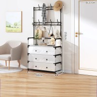 Cuier cu raft pantofi pe 4 niveluri si 8 carlige duble 77 x 35 x 167 cm Negru