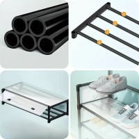 Cuier cu raft pantofi pe 4 niveluri si 8 carlige duble 77 x 35 x 167 cm Negru