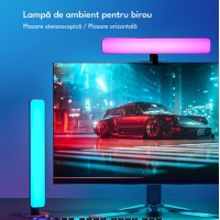 Set 2 lampi ambientale cu telecomanda, jocuri de lumini, pentru divertisment, multicolore