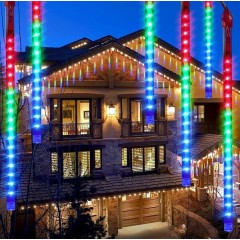 Instalatie 8 turturi meteori, 288 LED multicolor, tuburi 45 cm