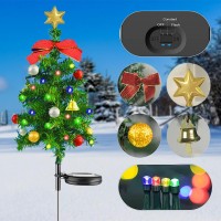 Set 4 x Lampa solara LED de Craciun, brad impodobit 68 cm