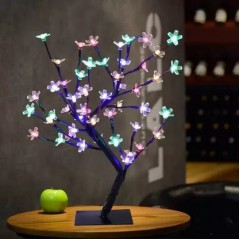 Copac decorativ cu flori de cires, 24 LED. multicolor