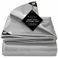 Prelata cauciucata 2.5 x 5 m, 8 ani garantie, calitate top, PVC 680 g/mp, inele otel, made in Italy