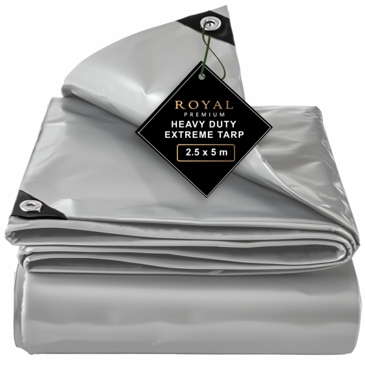 Prelata cauciucata 2.5 x 5 m, 8 ani garantie, calitate top, PVC 680 g/mp, inele otel, made in Italy