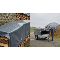 Prelata 6 m x 10 m, inele aluminiu, colturi ranforsate, 3 straturi, argintiu, densitate 150 gr